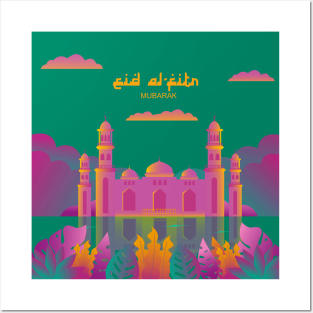 Eid Al-Fitr Mubarak Mosque Posters and Art